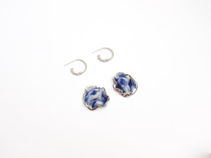 midnight calm hoop porcelain earrings